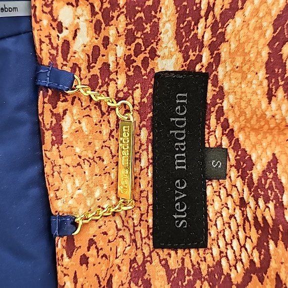 Steve Madden long bright blue long jacket full zipper belt attached hood - Picture 10 of 14